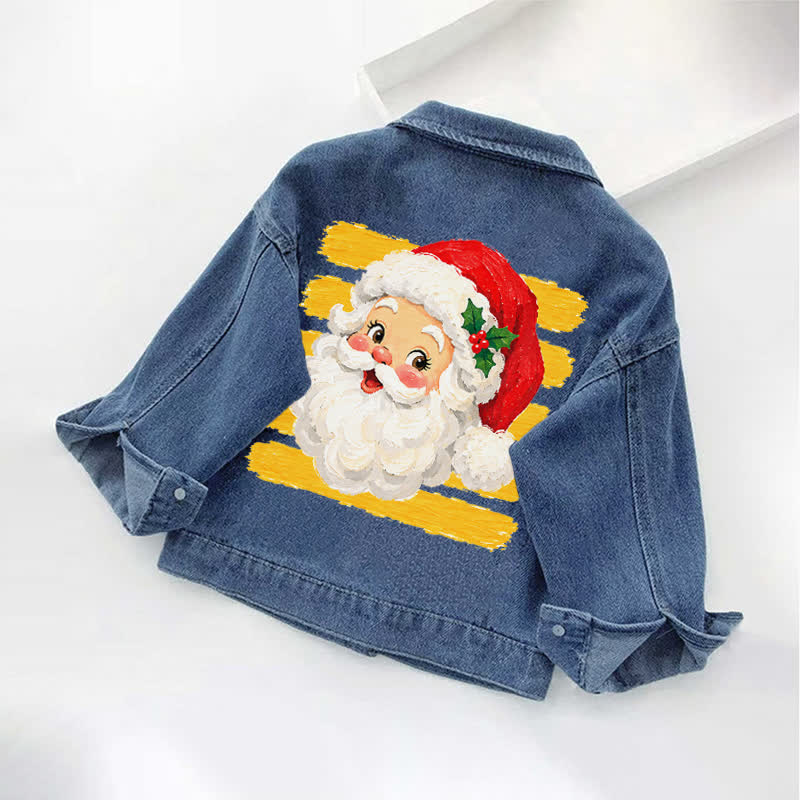 Toddler Kid Santa Print Denim Jacket - Blue - 10-11T - image 1