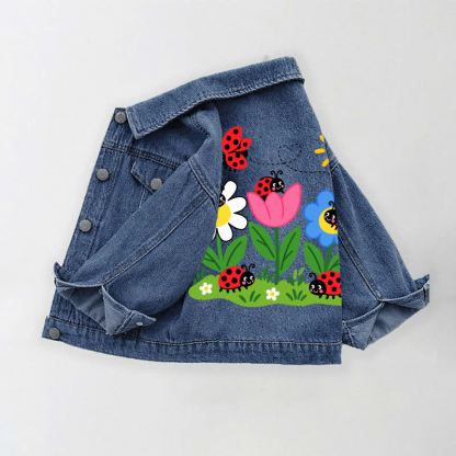 Toddler Kid Insects and Flowers Print Denim Jacket - image 2