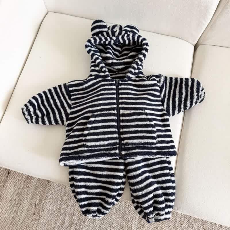 Toddler Fleece Bear Ear Hooded and Pants 2-piece Set - Gray - 6-7T - image 3