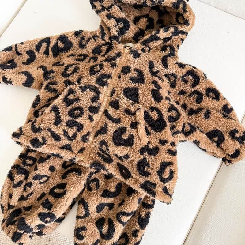 Toddler Fleece Bear Ear Hooded and Pants 2-piece Set - image 4