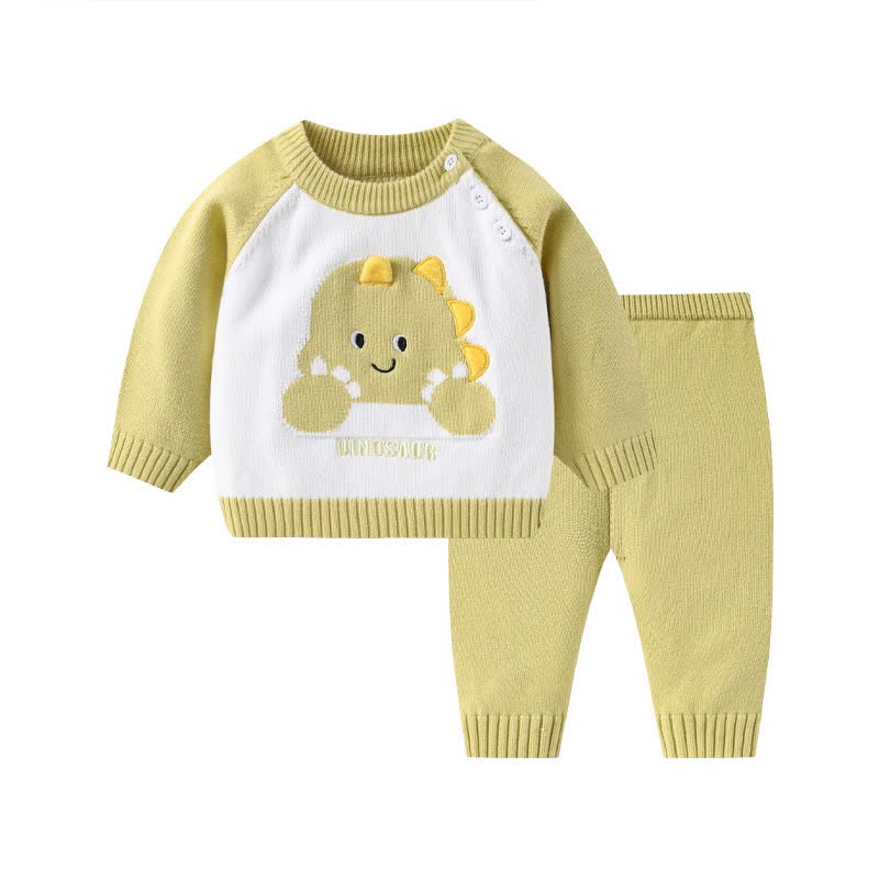 DINOSAUR Baby Dinosaur Knit Sweater and Pants 2-piece Set - Yellow - 12-24M - image 2
