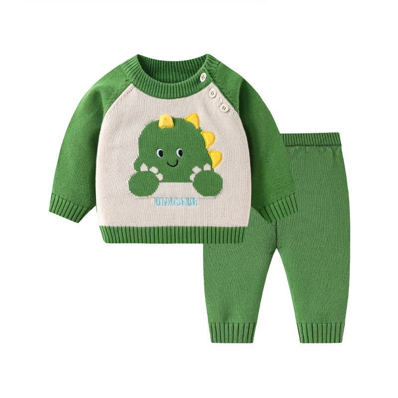 DINOSAUR Baby Dinosaur Knit Sweater and Pants 2-piece Set - Green - 12-24M - image 1