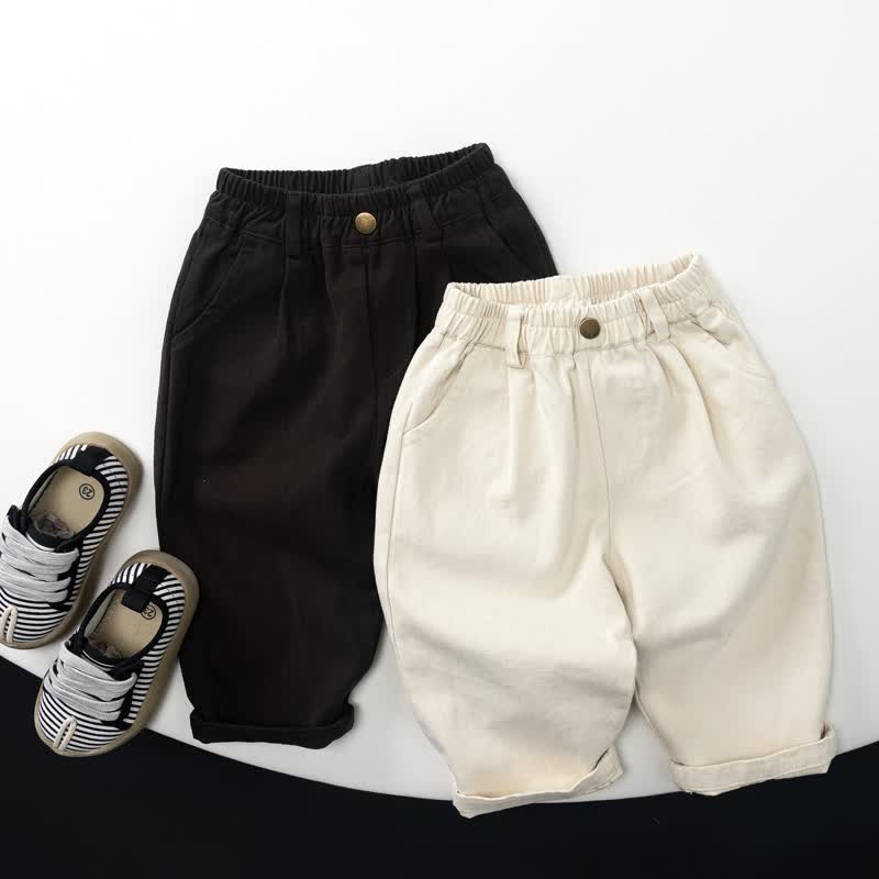 Toddler Casual Solid Color Elastic Waist Pants - image 1