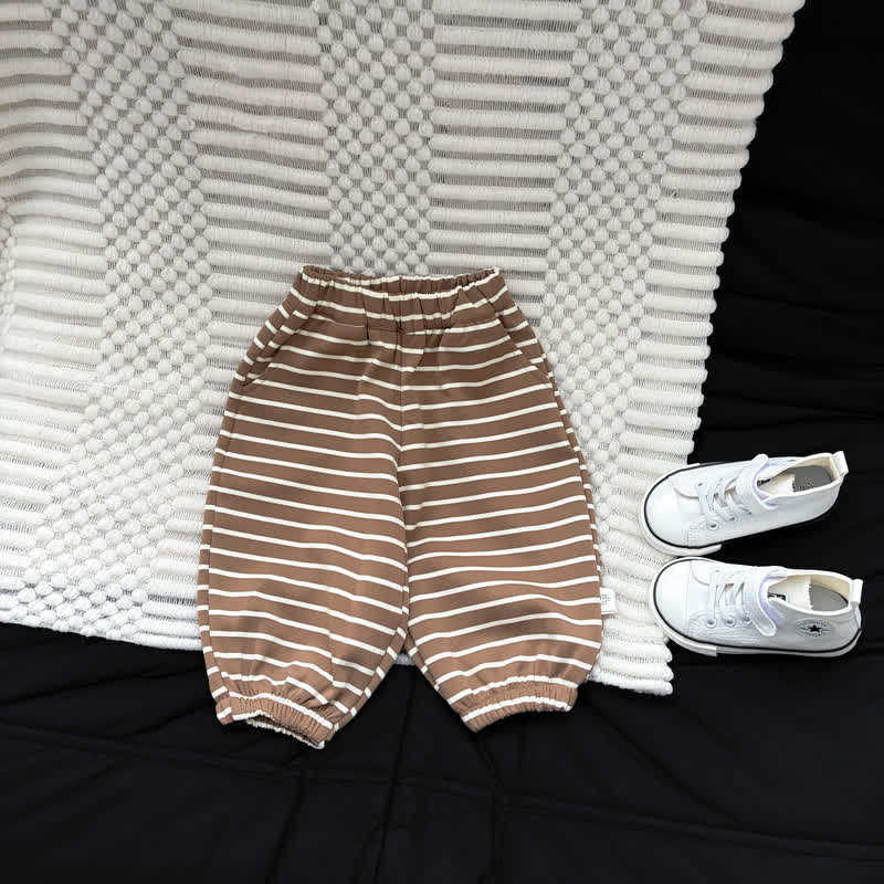 Toddler Soft Striped Casual Harem Pants - Brown - 4-5T - image 2