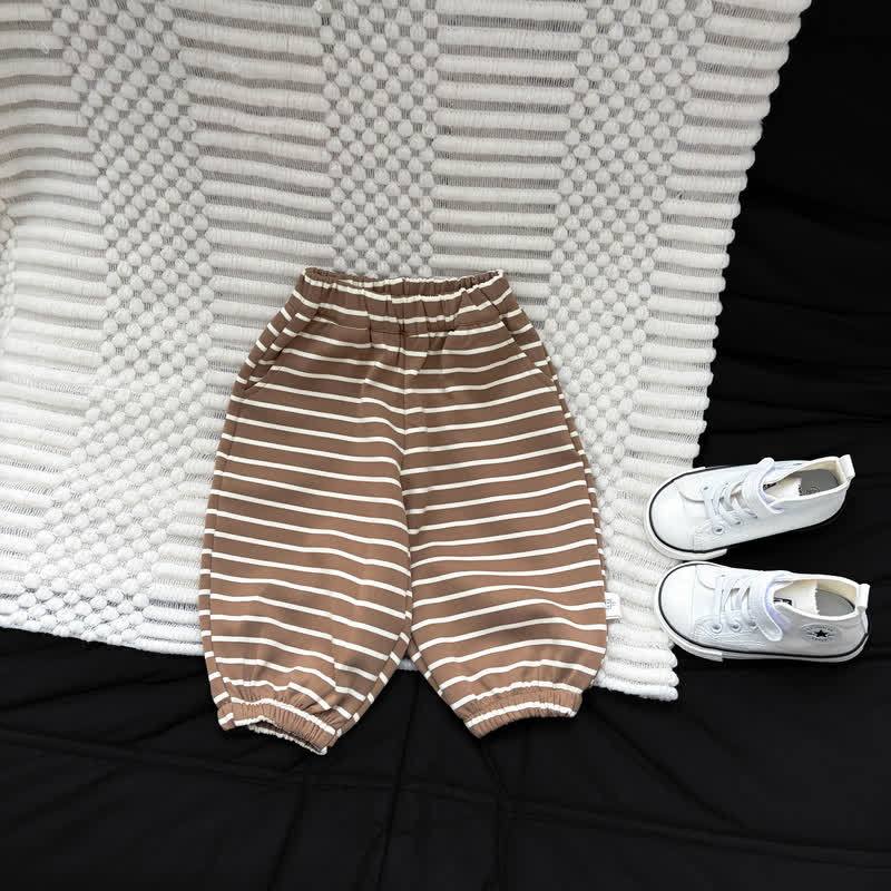 Toddler Soft Striped Casual Harem Pants - Brown - 4-5T - image 2