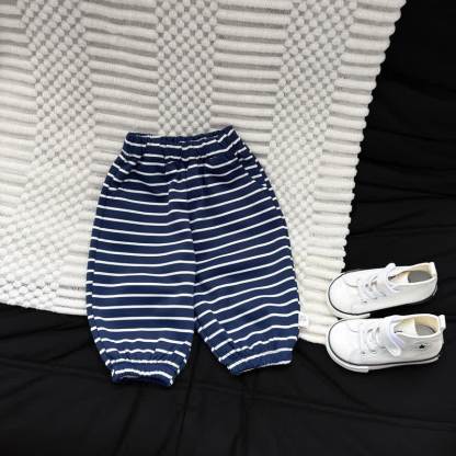 Toddler Soft Striped Casual Harem Pants - Navy - 4-5T - image 4