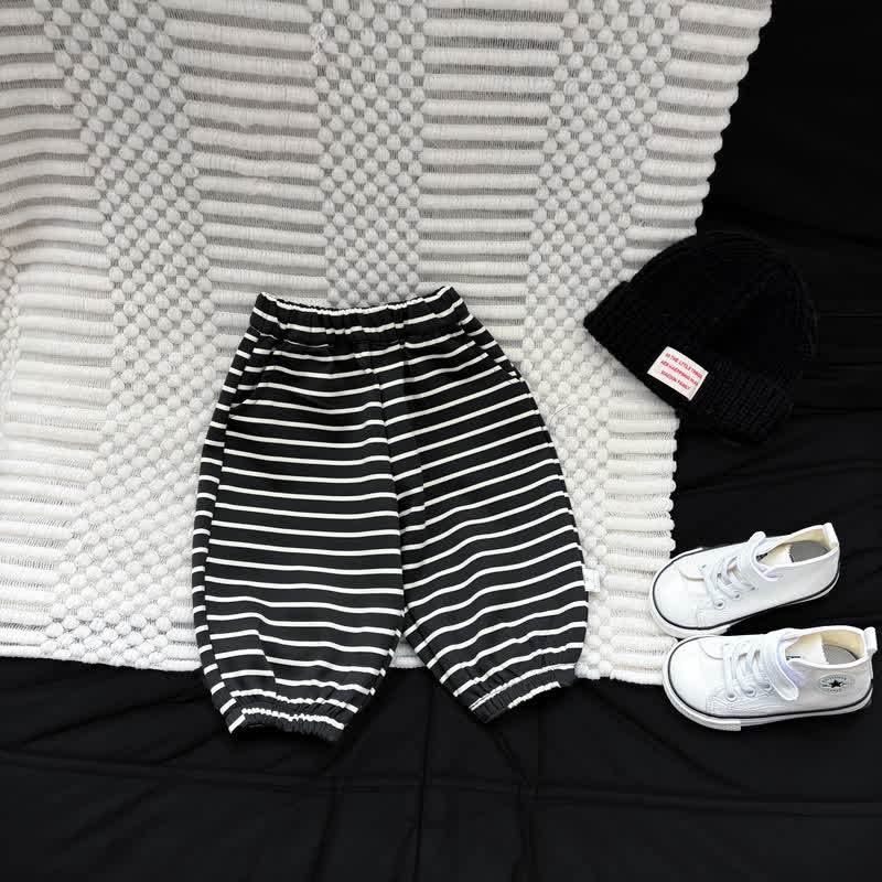 Toddler Soft Striped Casual Harem Pants - Black - 4-5T - image 5