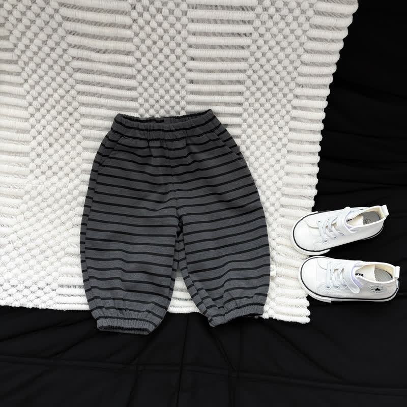 Toddler Soft Striped Casual Harem Pants - Gray - 4-5T - image 3