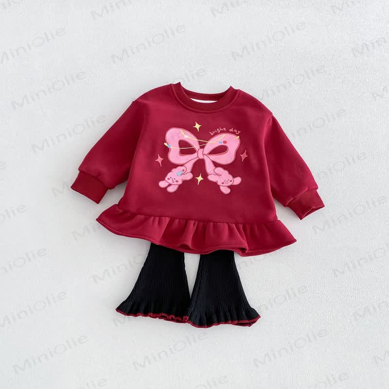 Baby Toddler Girl Fleece Bunny Bow Dress - image 1