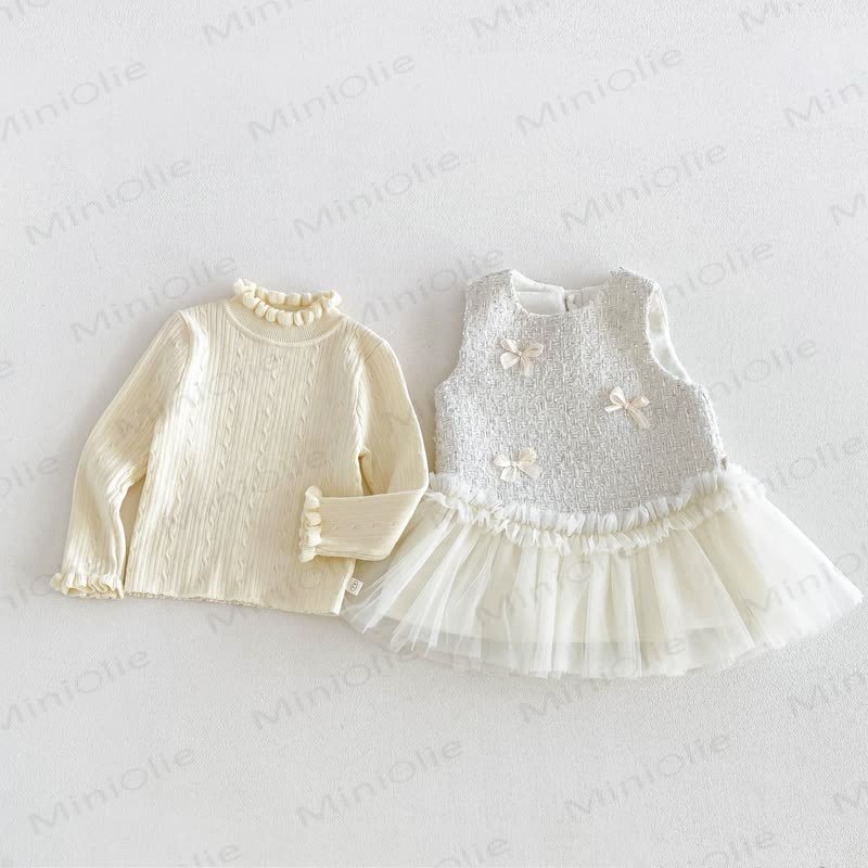 Baby Toddler Cream Outerwear or Sleeveless Dress or Sweater or Net Fabric Cake Dress - image 18
