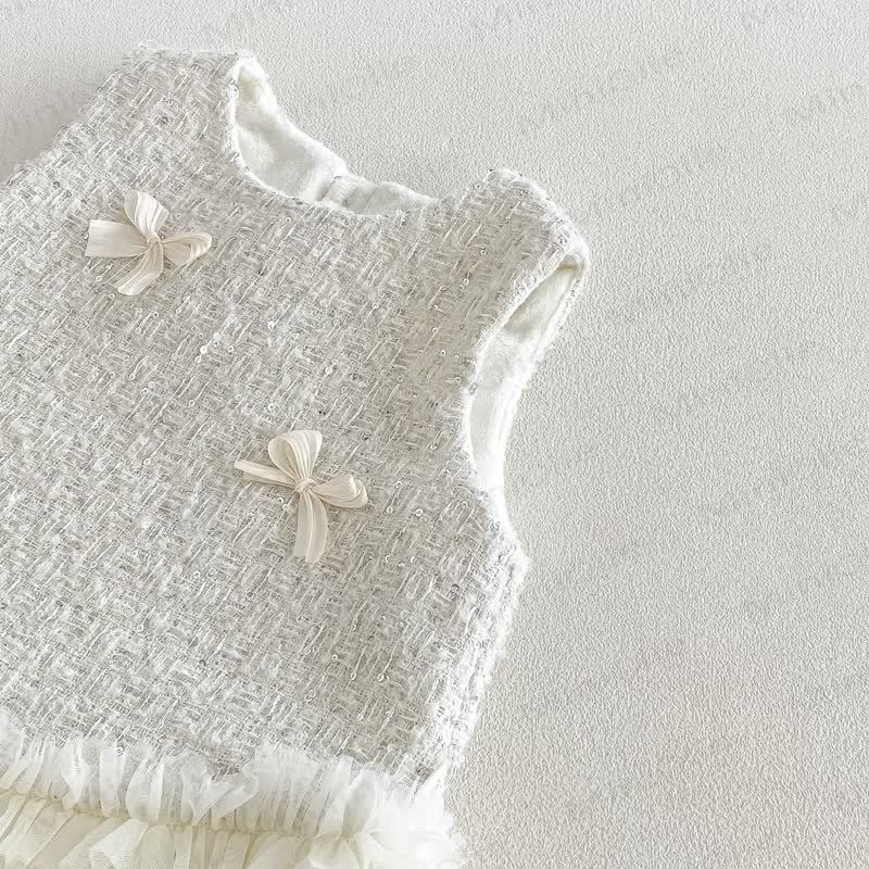 Baby Toddler Cream Outerwear or Sleeveless Dress or Sweater or Net Fabric Cake Dress - image 10
