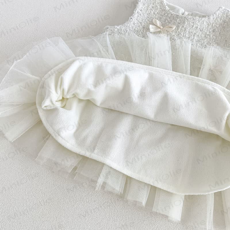 Baby Toddler Cream Outerwear or Sleeveless Dress or Sweater or Net Fabric Cake Dress - image 12