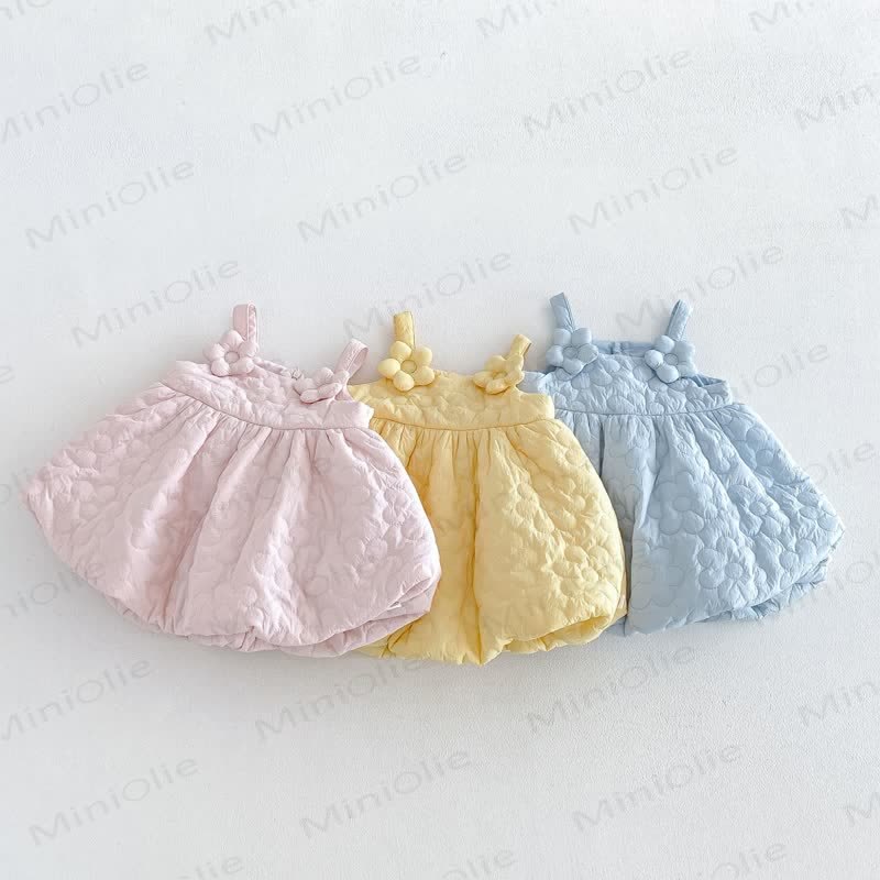Baby Toddler Girl Quilted Floral Pinafore Dress Outfit or Sweater - image 14