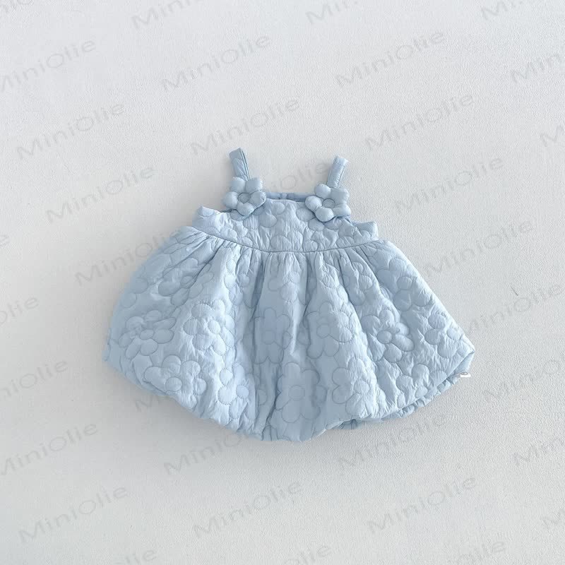 Baby Toddler Girl Quilted Floral Pinafore Dress Outfit or Sweater - Blue Dress - 6-7T - image 2