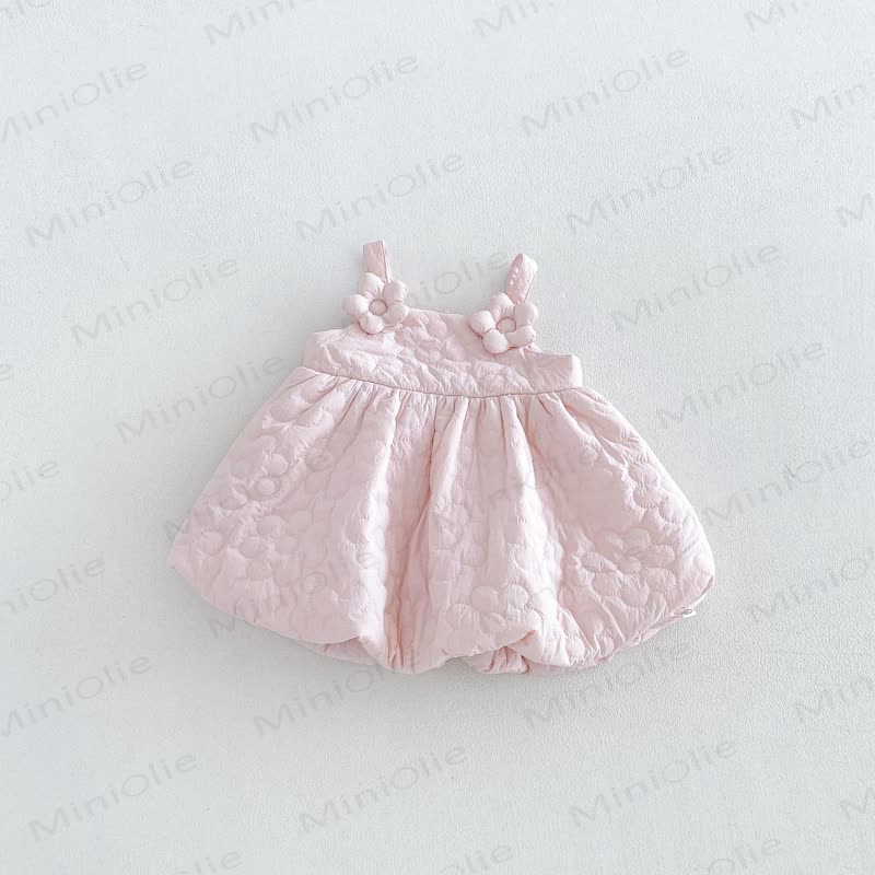 Baby Toddler Girl Quilted Floral Pinafore Dress Outfit or Sweater - Pink Dress - 6-7T - image 4
