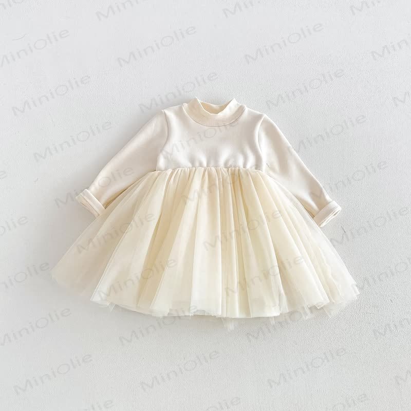 Baby Toddler Long Sleeve Tulle Dress - Beige - 130 - image 7