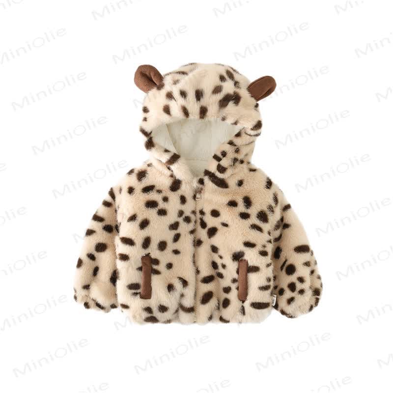 Baby Leopard Faux Fur Ear Hood Outerwear - image 3