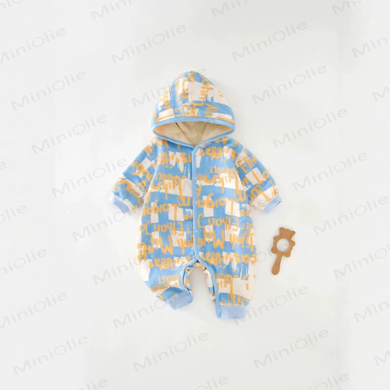 Baby Cozy Hooded Romper - Blue&Yellow - 18-24M - image 1