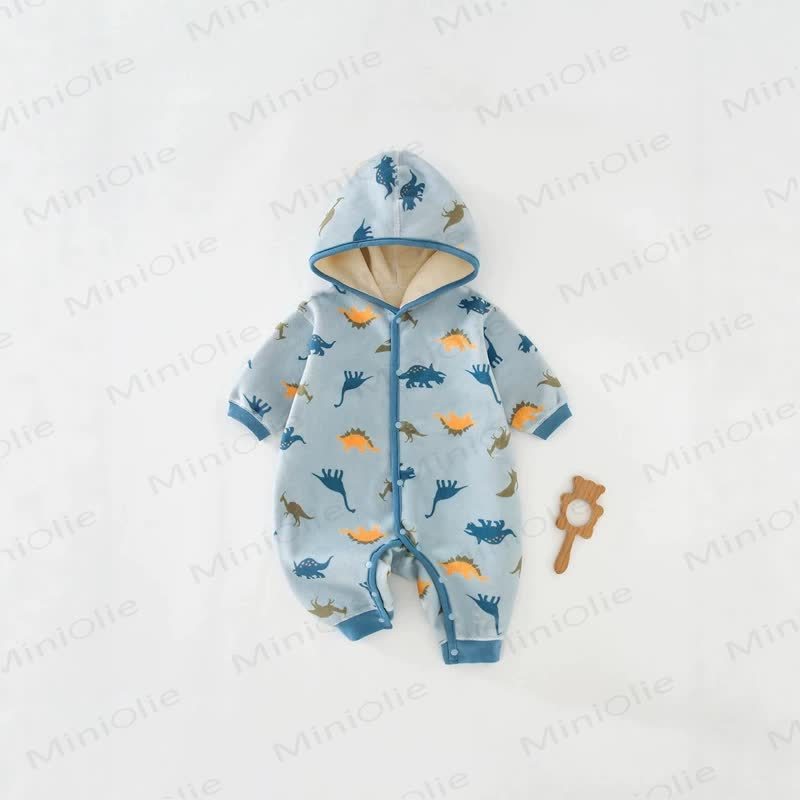 Baby Cozy Hooded Romper - Blue - 18-24M - image 2