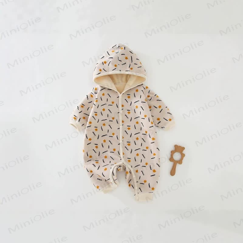 Baby Cozy Hooded Romper - Beige - 18-24M - image 3
