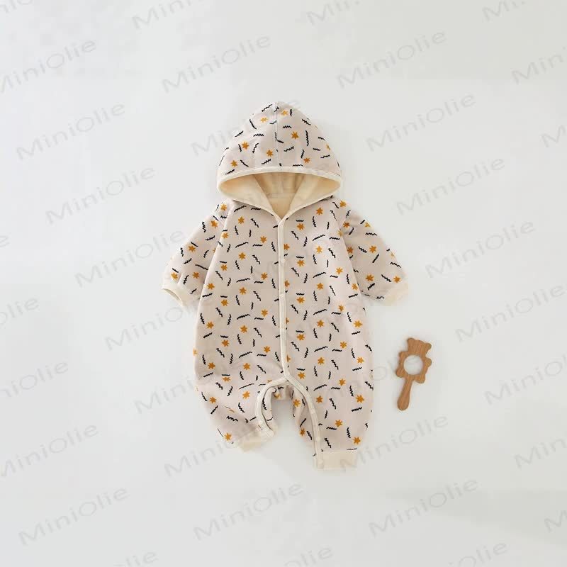 Baby Cozy Hooded Romper - Beige - 18-24M - image 3