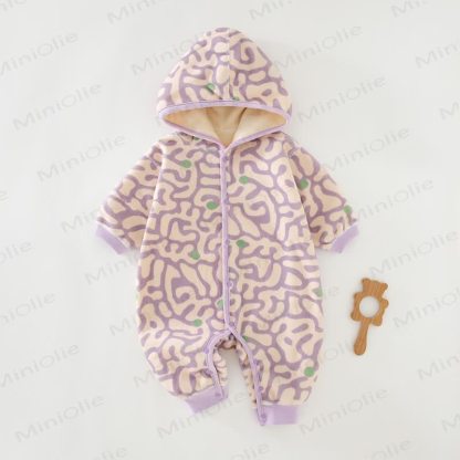 Baby Cozy Hooded Romper - Purple - 18-24M - image 5
