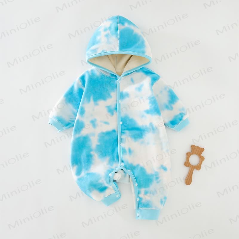Baby Cozy Hooded Romper - Blue&White - 18-24M - image 6