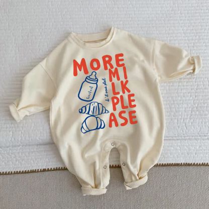 MORE MILK PLEASE Baby Food Print Beige Romper - Beige - 2-3T - image 1