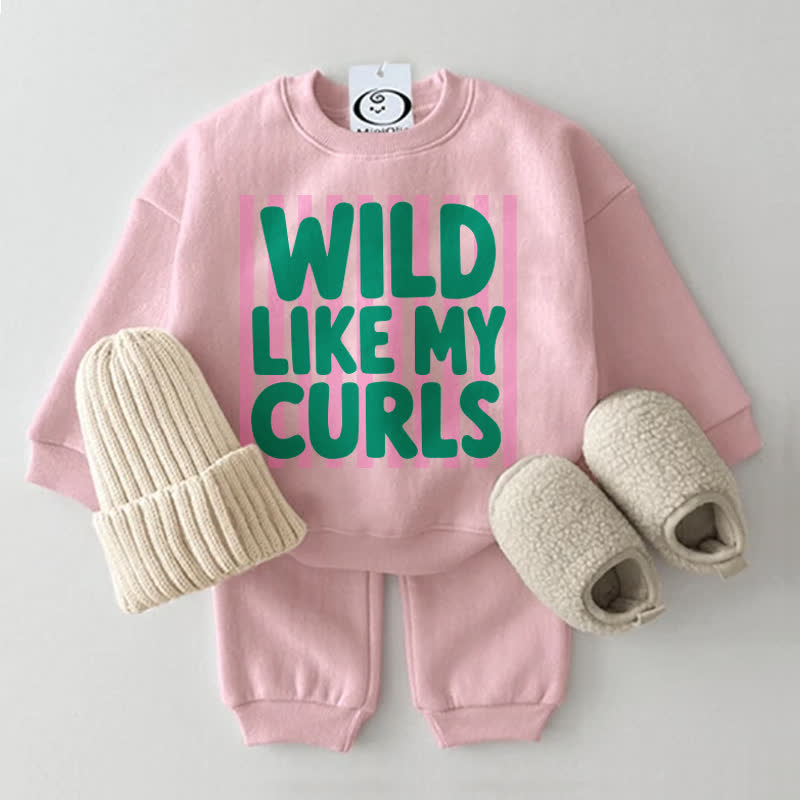 WILD LIKE MY CURLS Baby Stripe Sweatshirt 2-piece Set - Pink - 2-3T - image 1