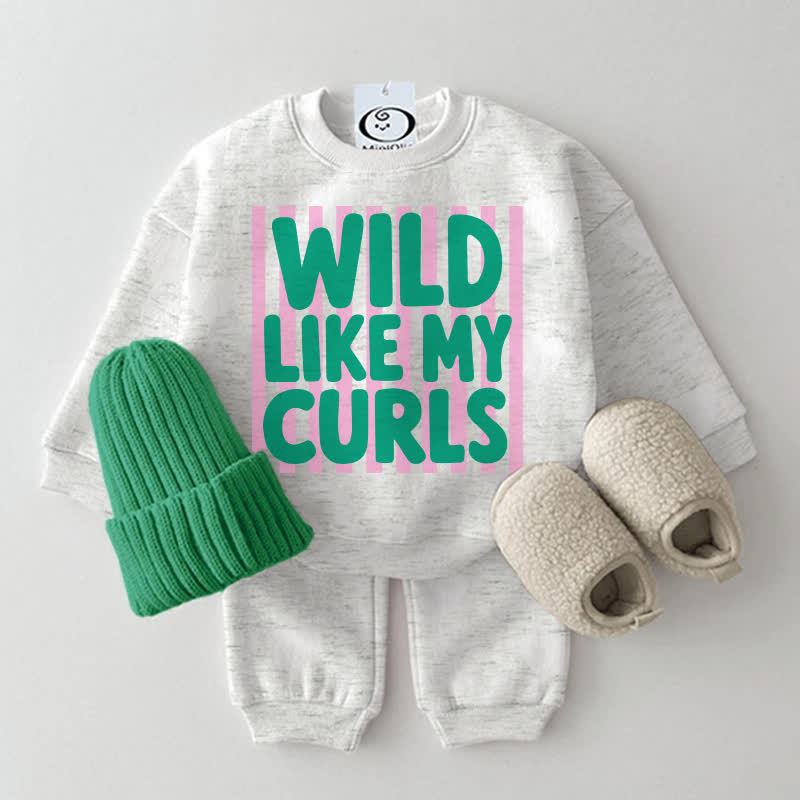 WILD LIKE MY CURLS Baby Stripe Sweatshirt 2-piece Set - Light Grey - 2-3T - image 3