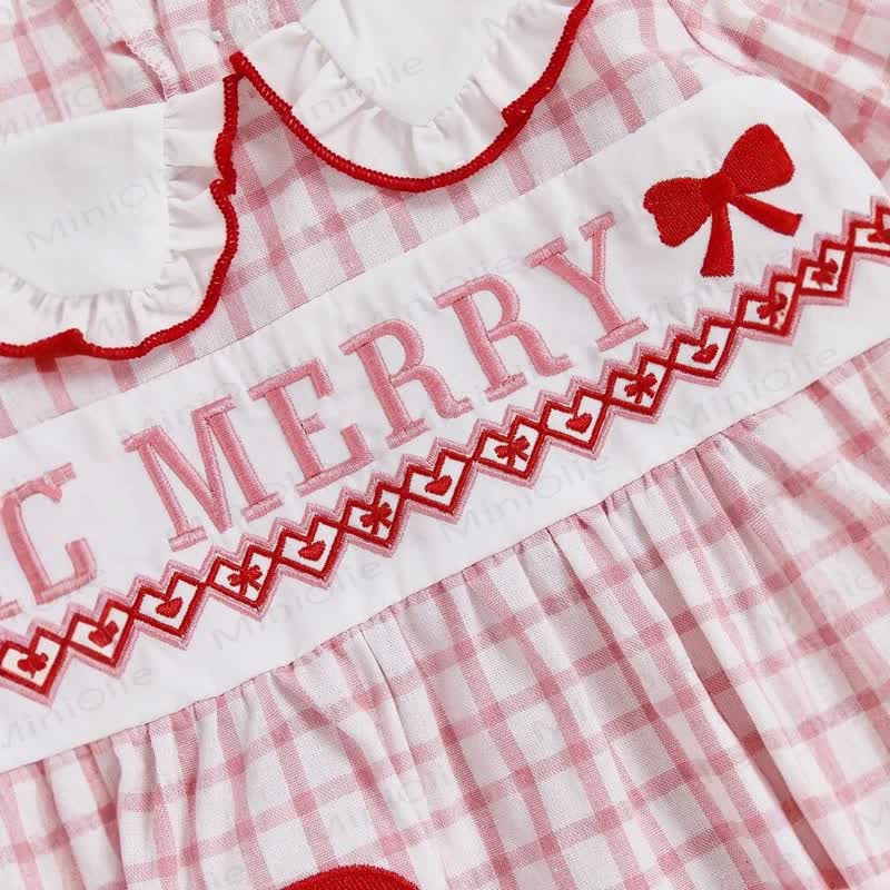 MERRY Baby Pink Plaid Christmas Bodysuit - image 3