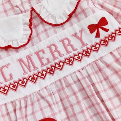 MERRY Baby Pink Plaid Christmas Bodysuit - image 3