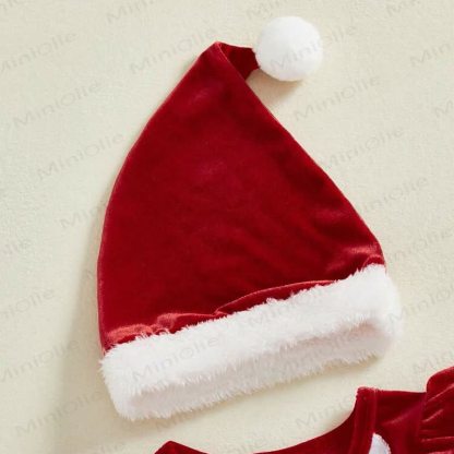 Baby Christmas Velvet Tulle Skirted Bodysuit Hat and Socks - image 4