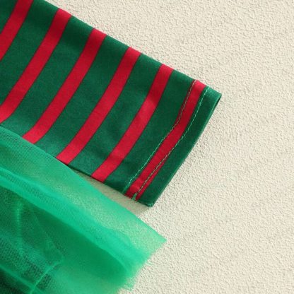 Baby Christmas Striped Tulle Skirt Bodysuit Socks and Hat - image 5