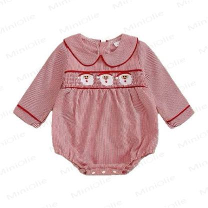Baby Christmas Stripe Smocked Bodysuit - image 3