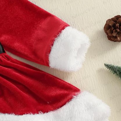 Baby Velvet Santa Skirted Bodysuit with Hat - image 4