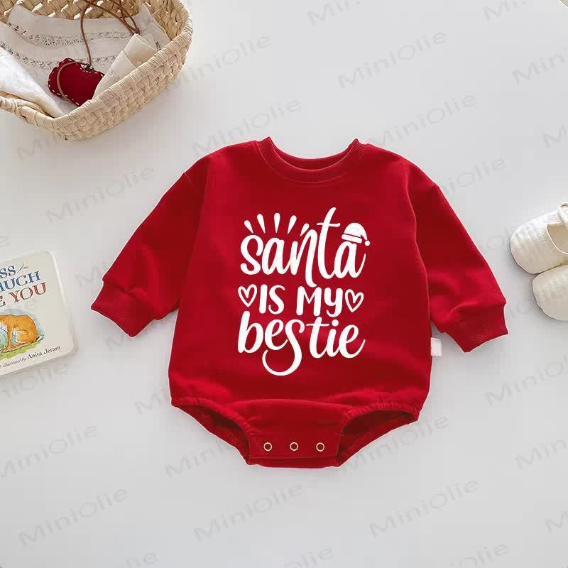 SANTA IS MY BESTIE Baby Red Bodysuit - Red - 18-24M - image 1