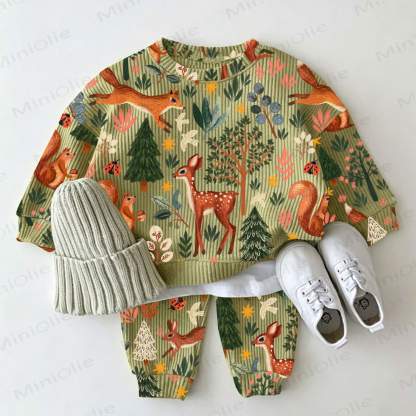Baby Forest Deer Green Waffle 2-piece Set - Green - 2-3T - image 1