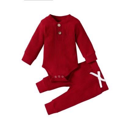 Baby Soft Ribbed Henley Bodysuit and Pants 2-piece Set - Red - 12-18M - image 4
