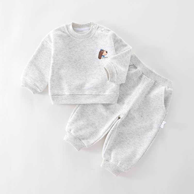 Baby Animal Print Casual Sweatshirt and Jogger Set - Gray - 4-5T - image 4