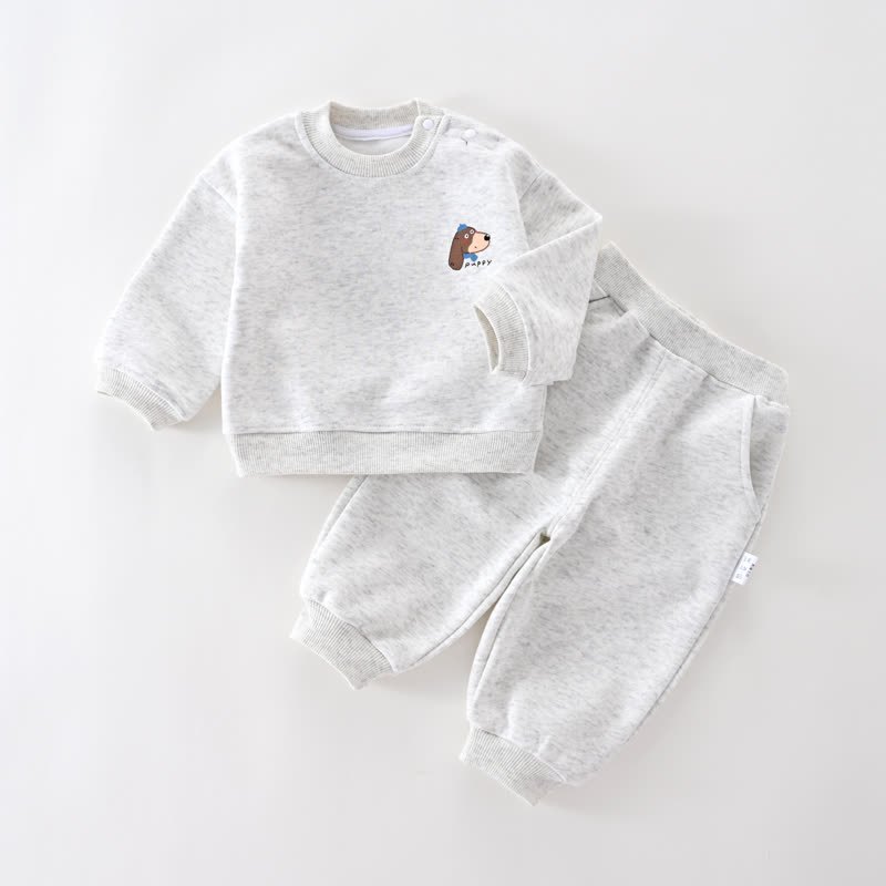 Baby Animal Print Casual Sweatshirt and Jogger Set - Gray - 4-5T - image 4