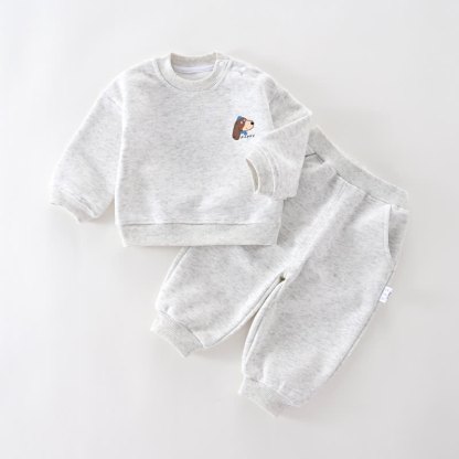 Baby Animal Print Casual Sweatshirt and Jogger Set - Gray - 4-5T - image 4