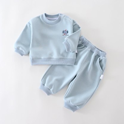 Baby Animal Print Casual Sweatshirt and Jogger Set - Blue - 4-5T - image 1