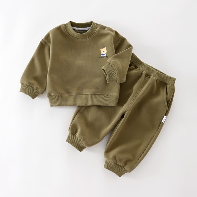 Baby Animal Print Casual Sweatshirt and Jogger Set - Green - 4-5T - image 5