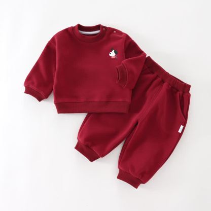 Baby Animal Print Casual Sweatshirt and Jogger Set - Red - 4-5T - image 6