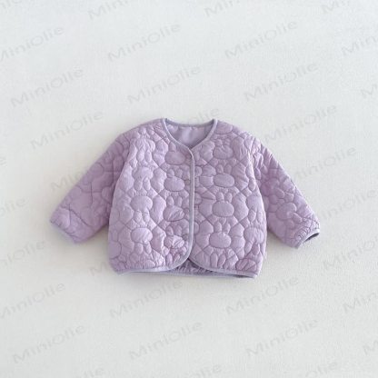 Baby Toddler Girl Floral Rabbit Quilted Fleece Jacket - Purple - 6-7T - image 2