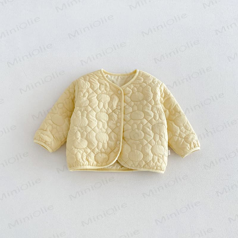 Baby Toddler Girl Floral Rabbit Quilted Fleece Jacket - Yellow - 6-7T - image 7