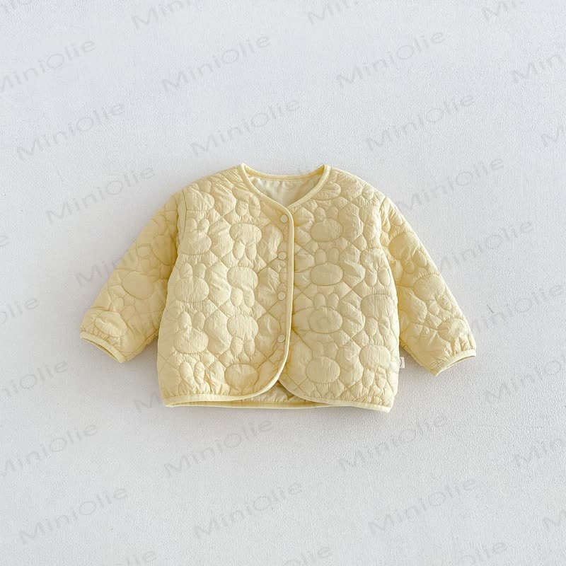 Baby Toddler Girl Floral Rabbit Quilted Fleece Jacket - Yellow - 6-7T - image 7