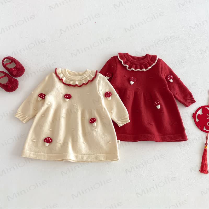 Baby Toddler Ruffle Collar Mushroo Dress - image 2