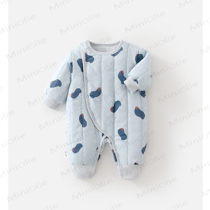 Baby Quilted Winter Warm Romper - Blue - 18-24M - image 5